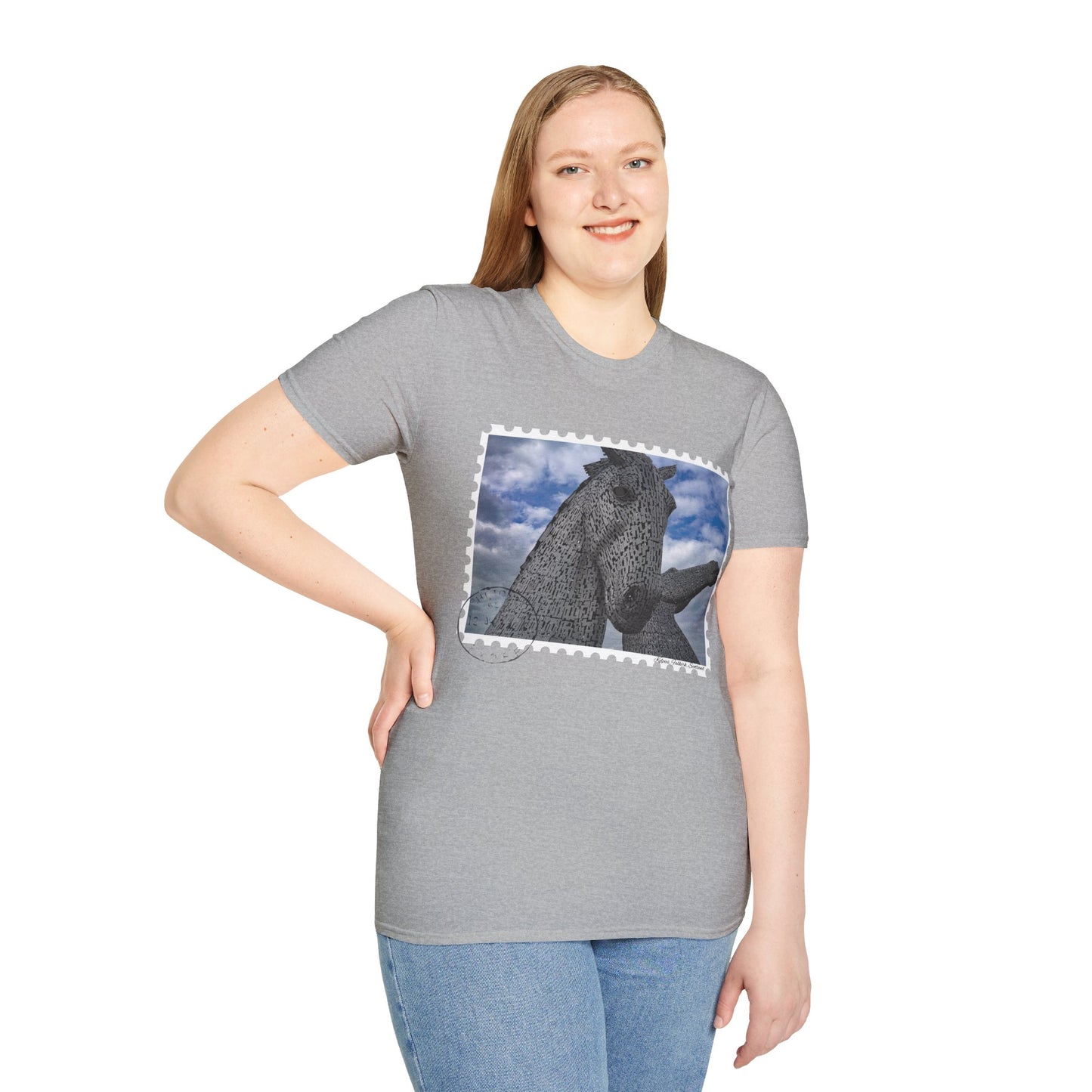 Postcard Kelpies Photo Softstyle T-Shirt, Unisex Tee, Scotland Shirt, Various Colours