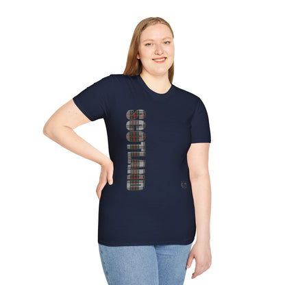 Tartan Scotland Lettering Softstyle Unisex T-Shirt, Stewart Dress Tartan Tee