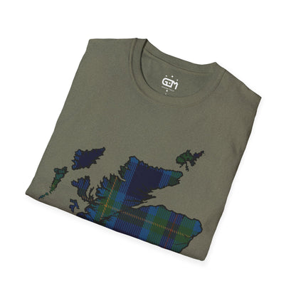 Scotland Tartan Map Softstyle Unisex T-Shirt, Miller Tartan, Various Colours