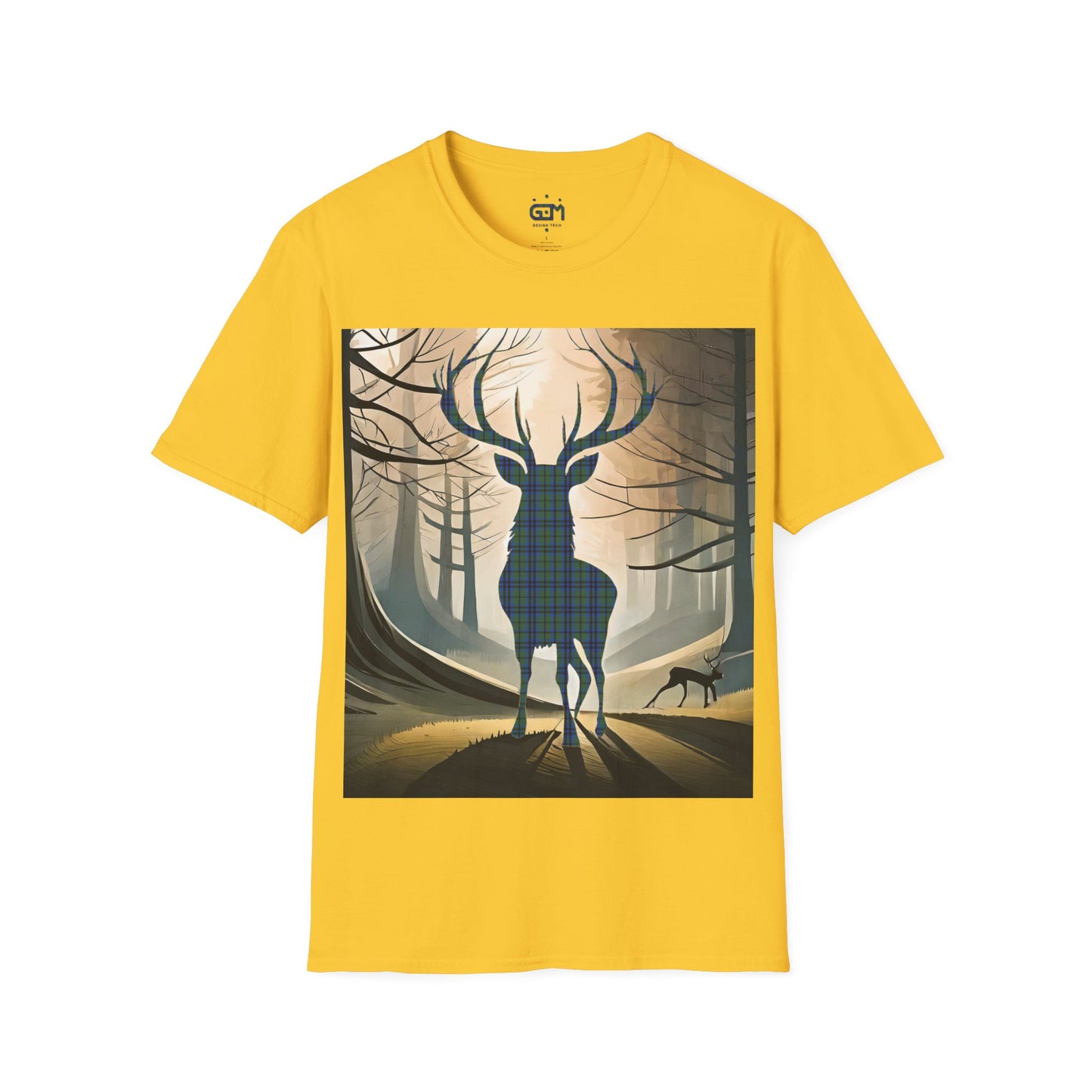 Stag Tartan Silhouette Softstyle T-Shirt - Keith Tartan, Unisex Tee, Scottish Scenery, Various Colours