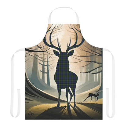 Tartan Stag Woodland Scene Apron - Gordon Tartan, Scottish Cooking Apparel, Chef Accessory