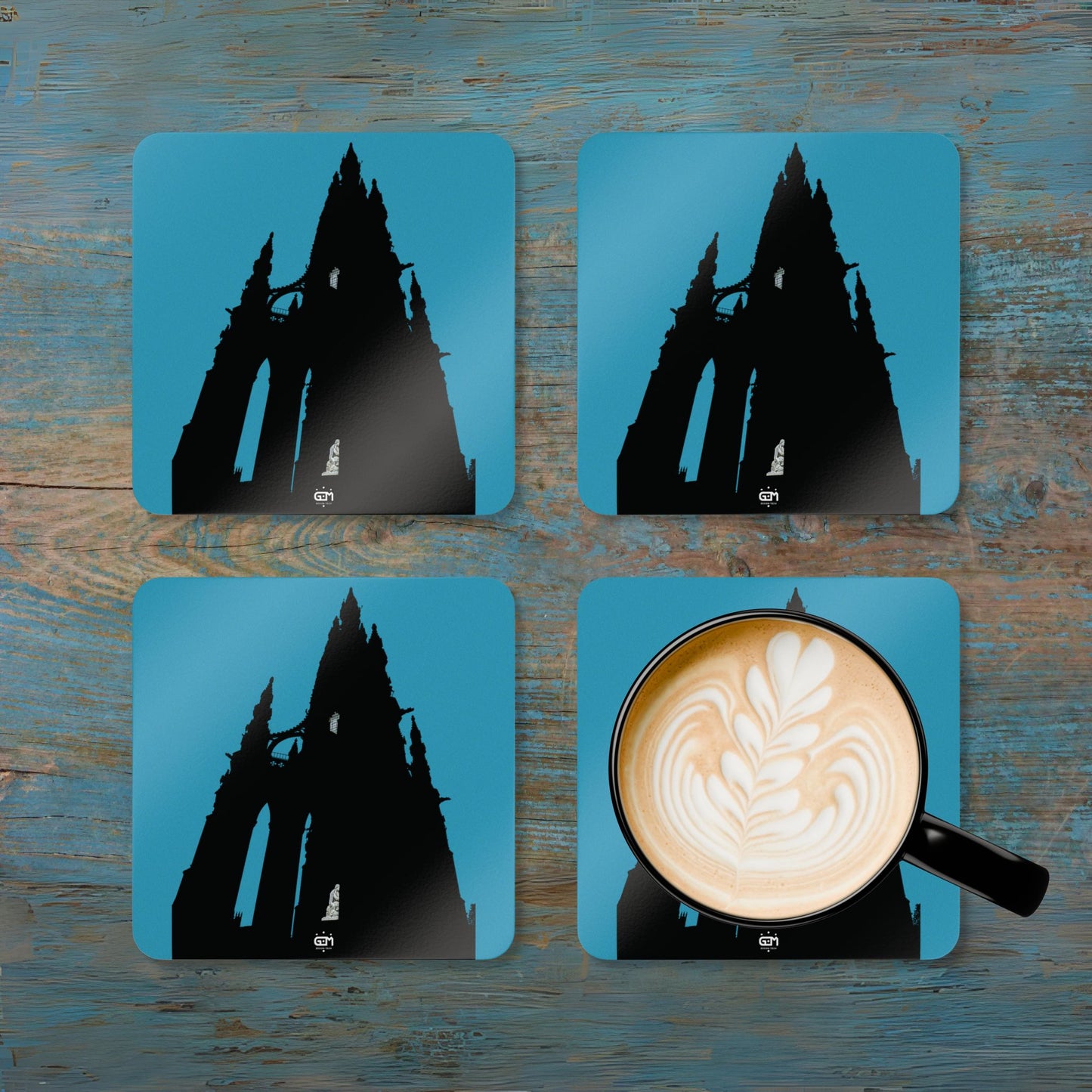 Scotland Art Cork Coaster Set - Silhouettes