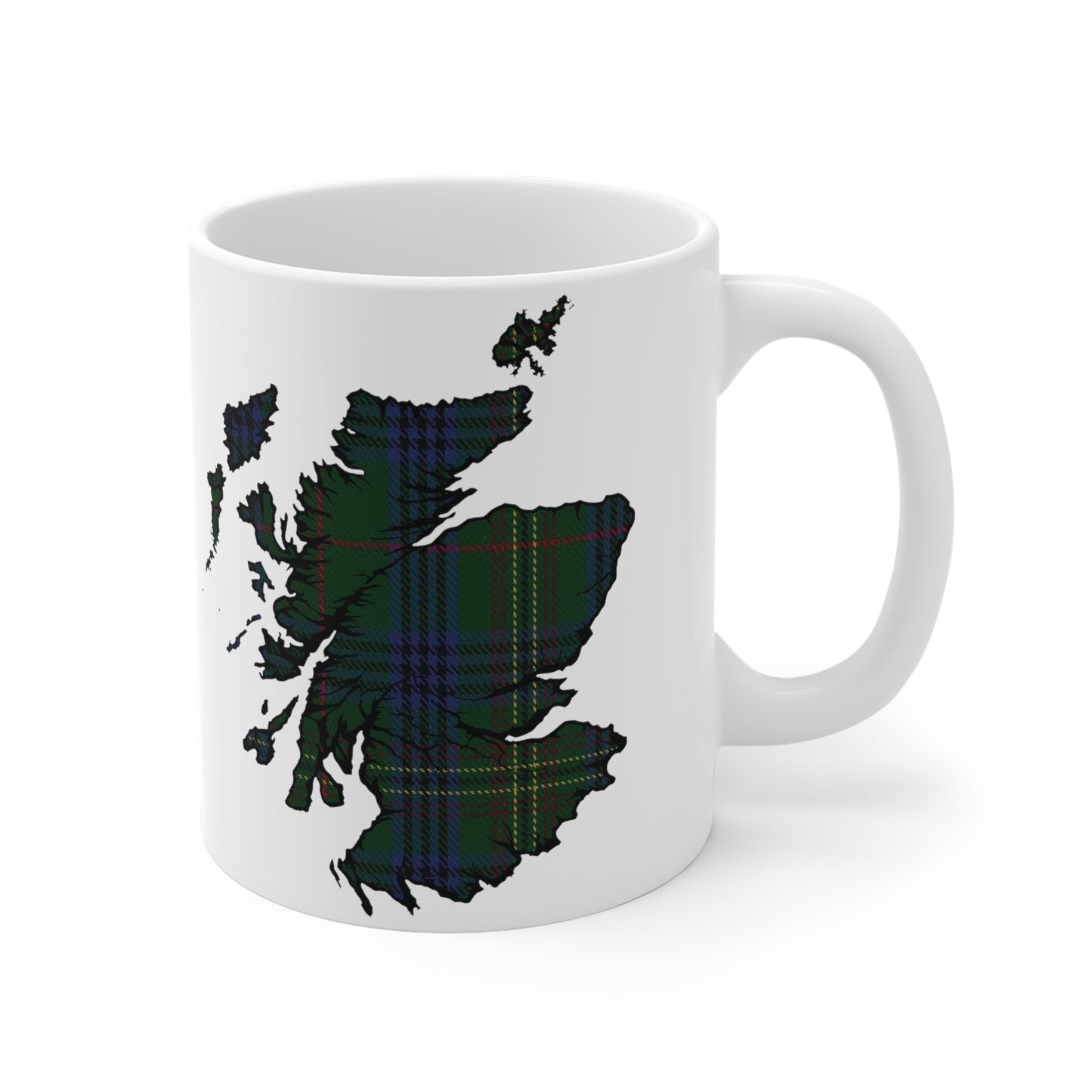 Scotland Tartan Map Mug - Kennedy Tartan, Various Sizes