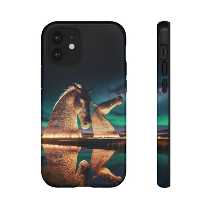 Kelpies Northern Lights Art Phone Case, Scotland, Apple