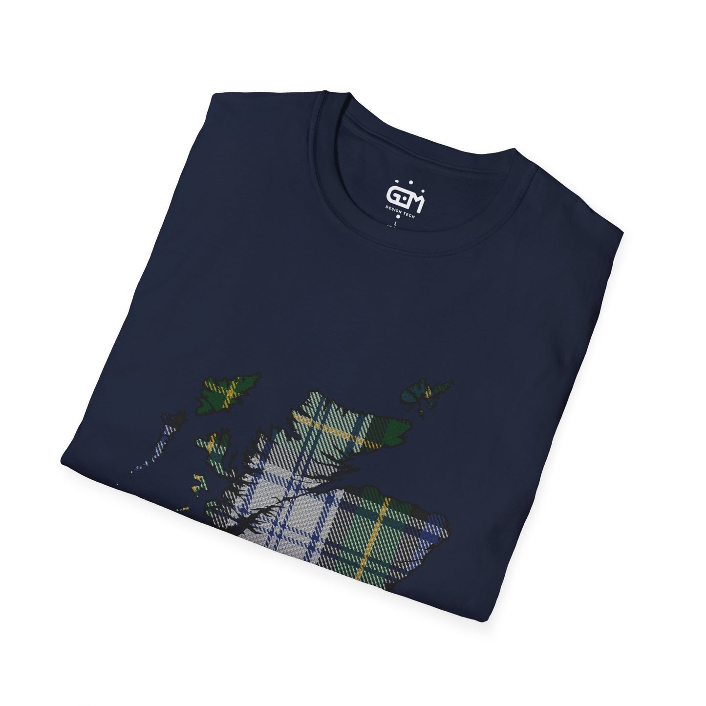 Scotland Tartan Map Softstyle Unisex T-Shirt - Gordon Dress Tartan Tee