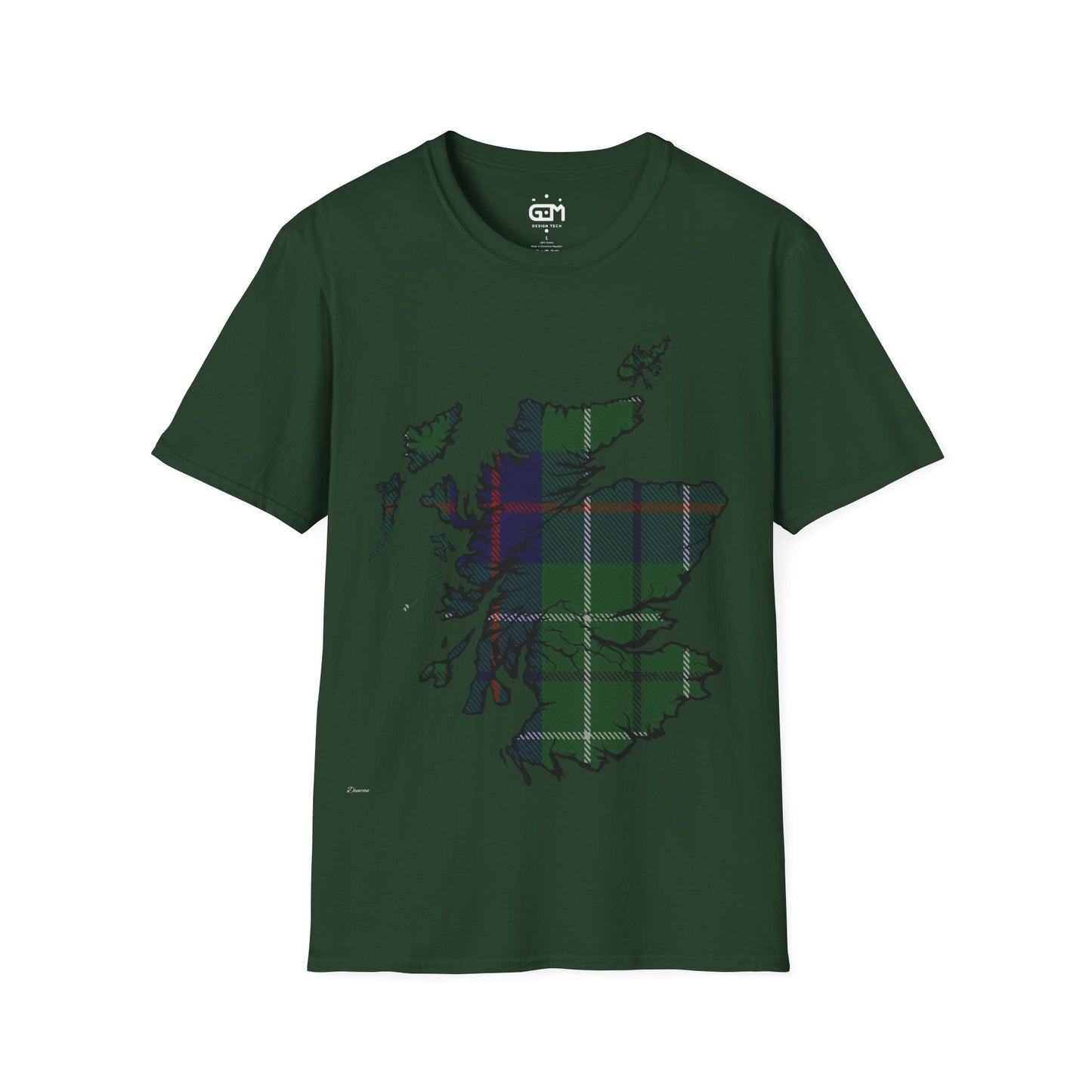 Scotland Tartan Map Softstyle Unisex T-Shirt, Duncan Tartan, Various Colours