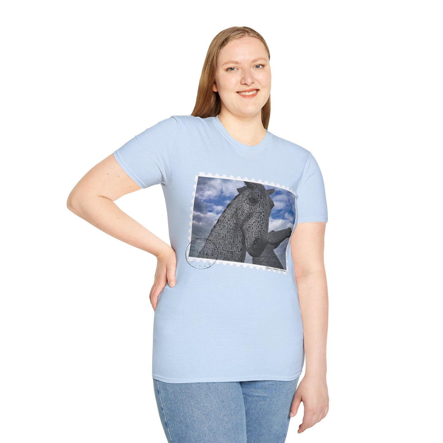 Postcard Kelpies Photo Softstyle T-Shirt, Unisex Tee, Scotland Shirt, Various Colours