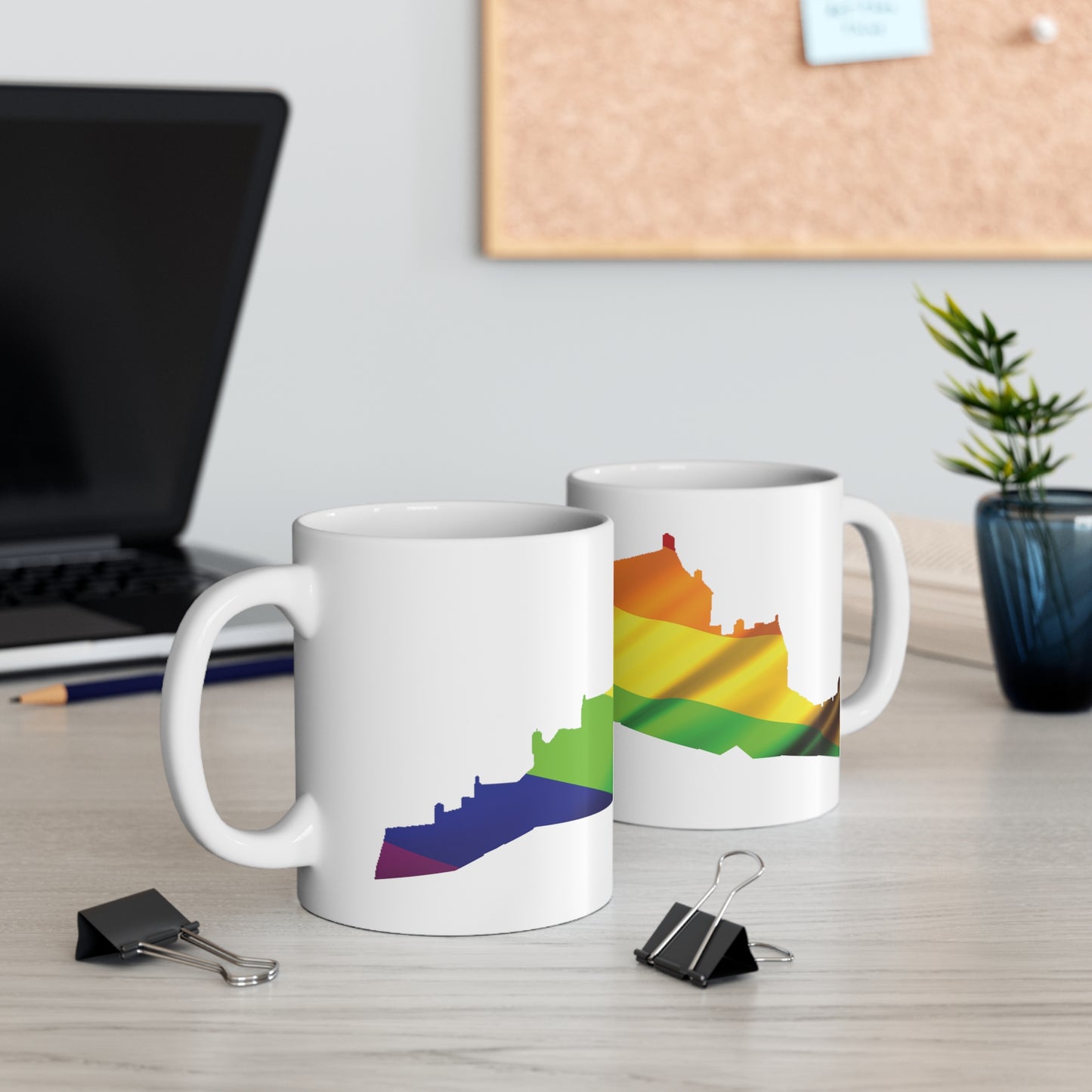 Edinburgh Castle Pride Flag Art Mug, White