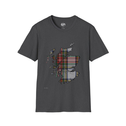 Scotland Tartan Map Softstyle Unisex T-Shirt - Stewart Dress Tartan Tee