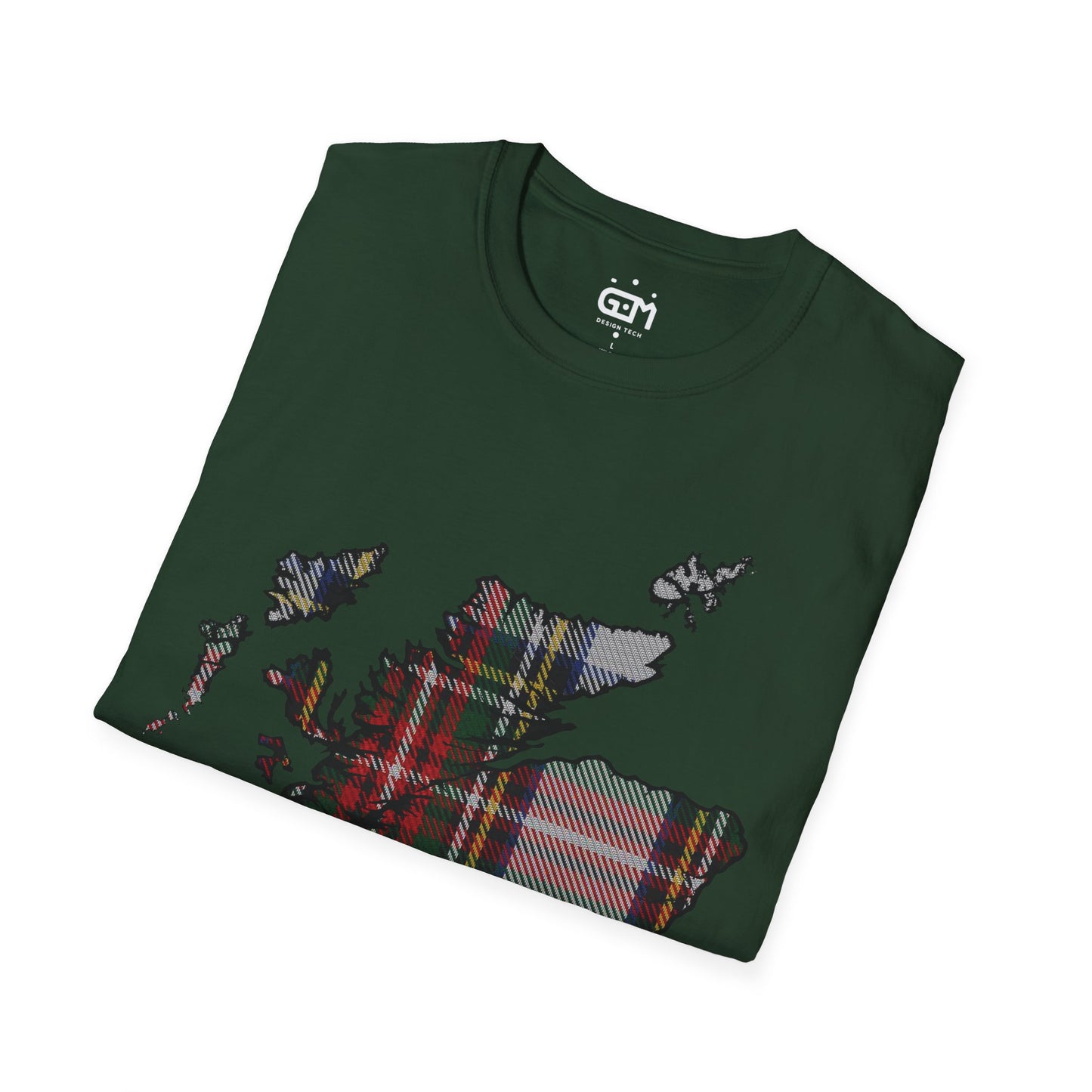 Scotland Tartan Map Softstyle Unisex T-Shirt, Stewart Dress Tartan, Various Colours