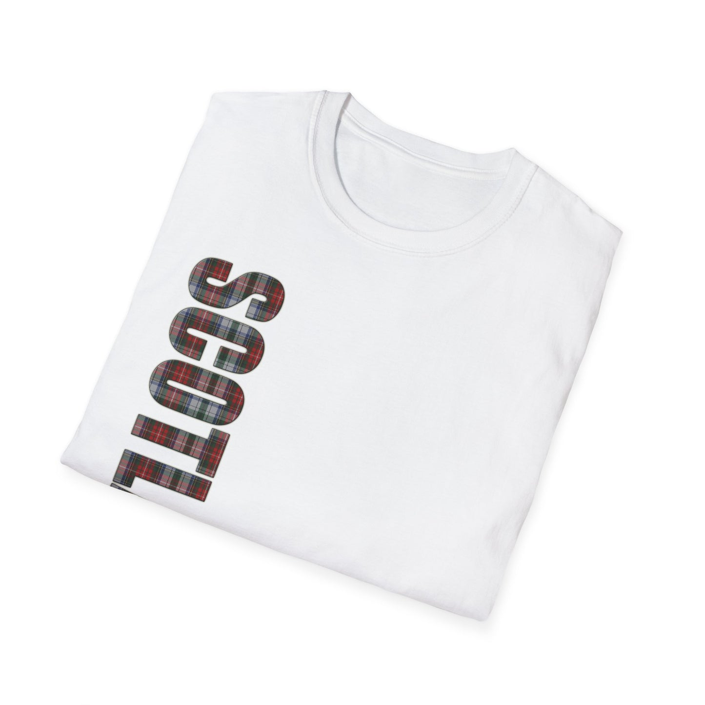 Tartan Scotland Lettering Softstyle Unisex T-Shirt, Stewart Tartan Tee