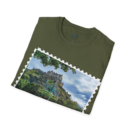 Postcard Ross Fountain & Edinburgh Castle Photo Softstyle T-Shirt, Unisex Tee, Scotland Shirt, Various Colours