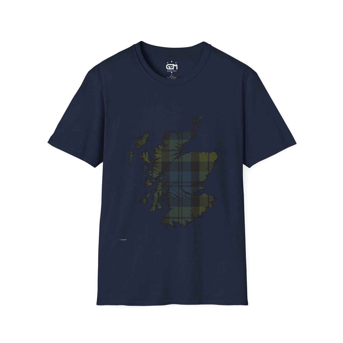 Scotland Tartan Map Softstyle Unisex T-Shirt - Campbell Tartan Tee