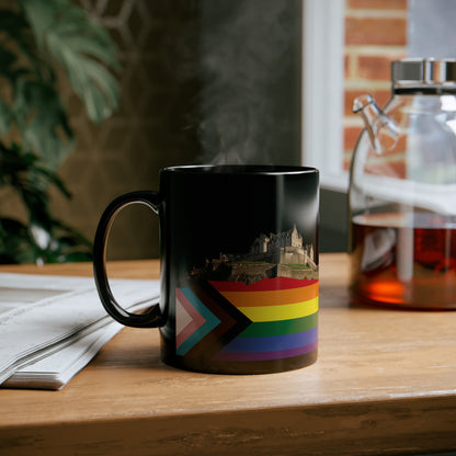 Pride Progress Rock Edinburgh Castle Photo Mug, Black