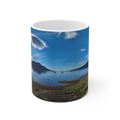 Holy Isle from Arran Photo Mug, White