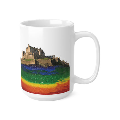 Pride Rain Rock Edinburgh Castle Photo Mug, White