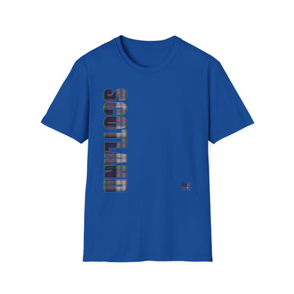 Tartan Scotland Lettering Softstyle Unisex T-Shirt, Argyle Dress Tartan Tee