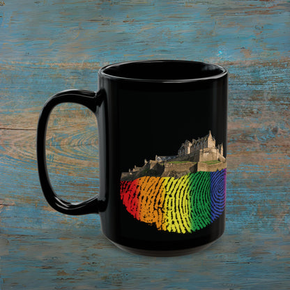 Pride Fingerprint Rock Edinburgh Castle Photo Mug, Black