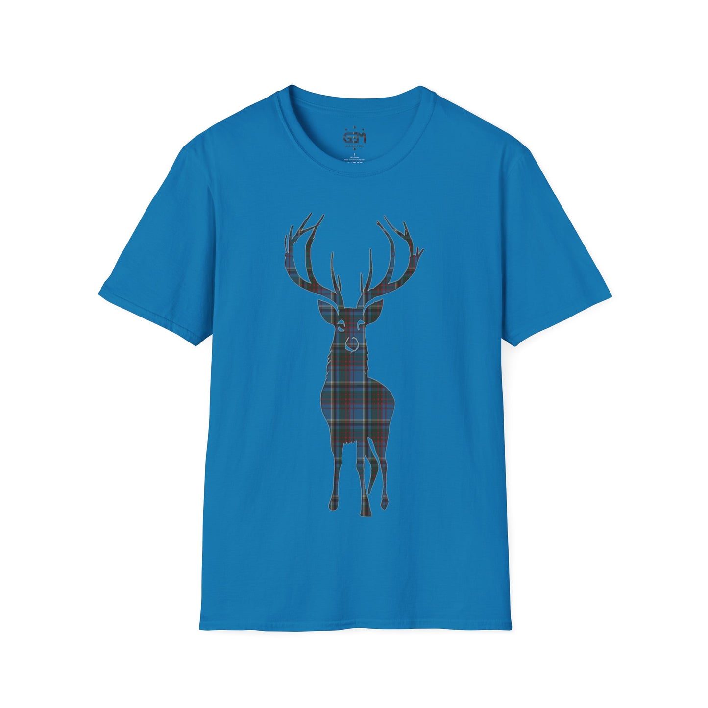 Tartan Stag Softstyle T-Shirt - Anderson Old Tartan, Unisex Tee, Scottish Scenery, Various Colours