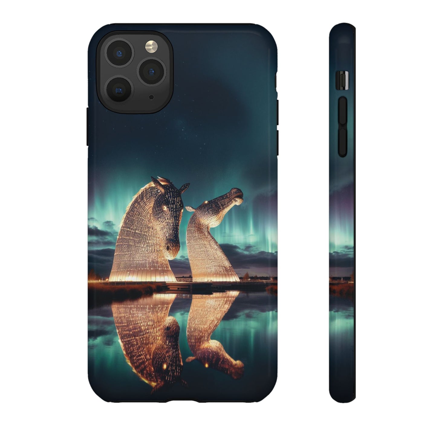 Kelpies Northern Lights Art Variant Phone Case, Scotland, Apple