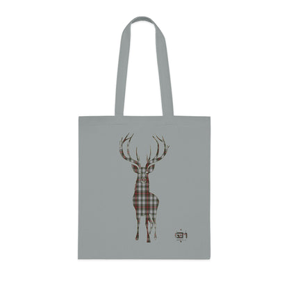 Reversible Scotland Tartan Stag Cotton Tote Bag - Stewart Dress Tartan