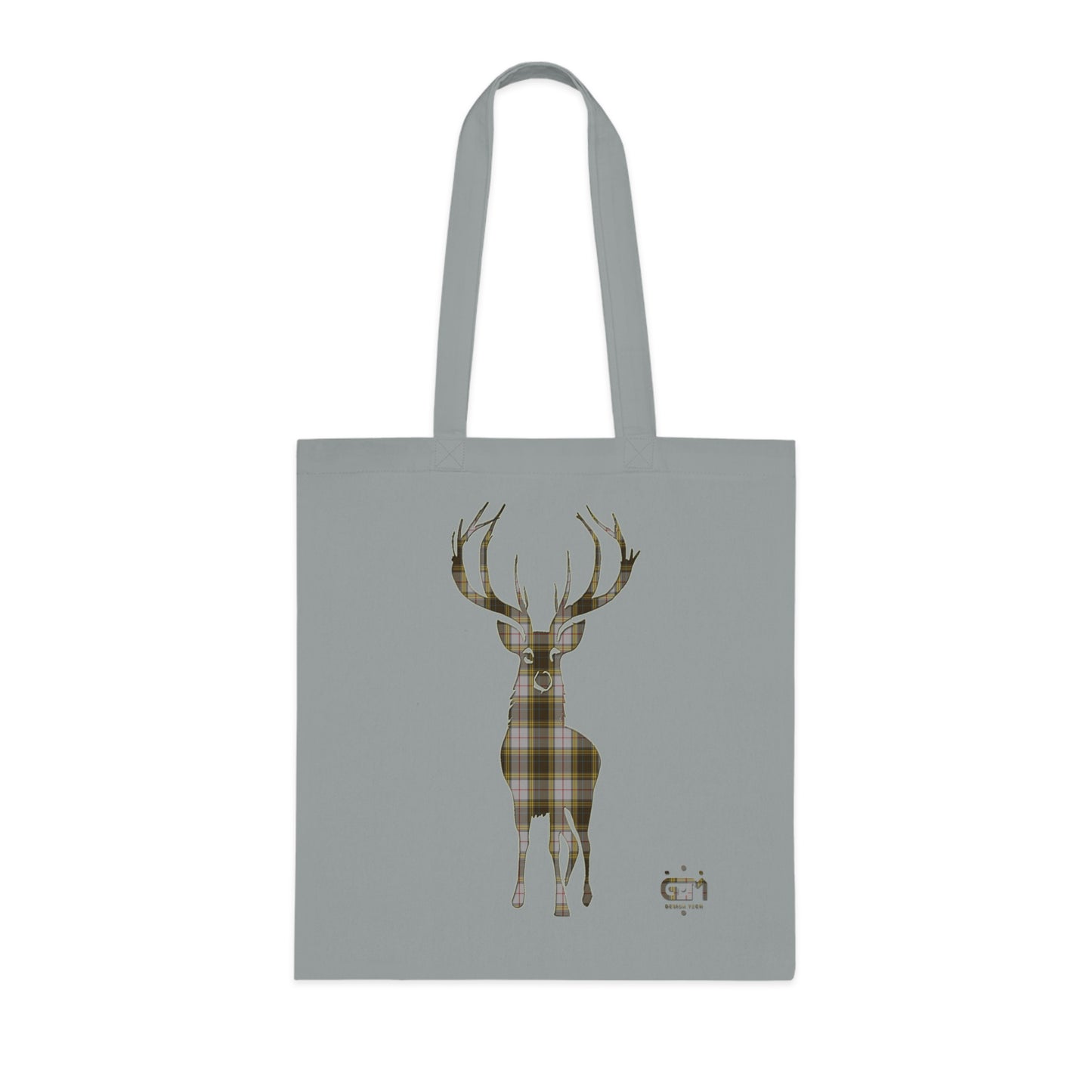 Reversible Scotland Tartan Stag Cotton Tote Bag - Buchanan Tartan