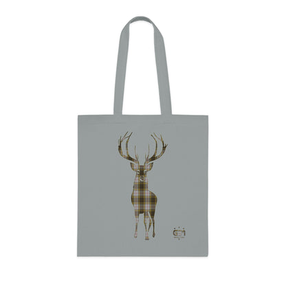 Reversible Scotland Tartan Stag Cotton Tote Bag - Buchanan Tartan