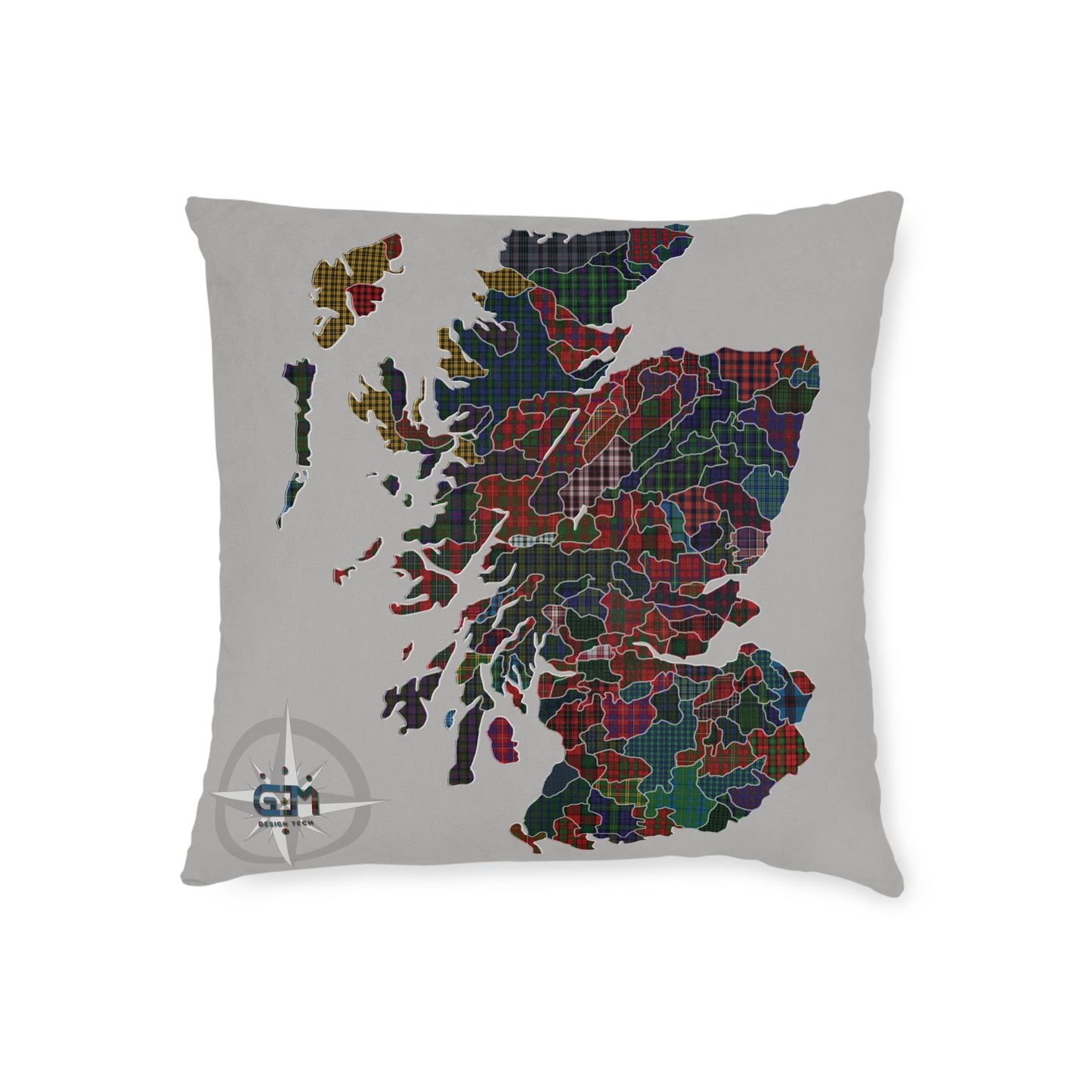 Reversible Square Cushion : Scottish Map of Clans Tartan, Various Sizes