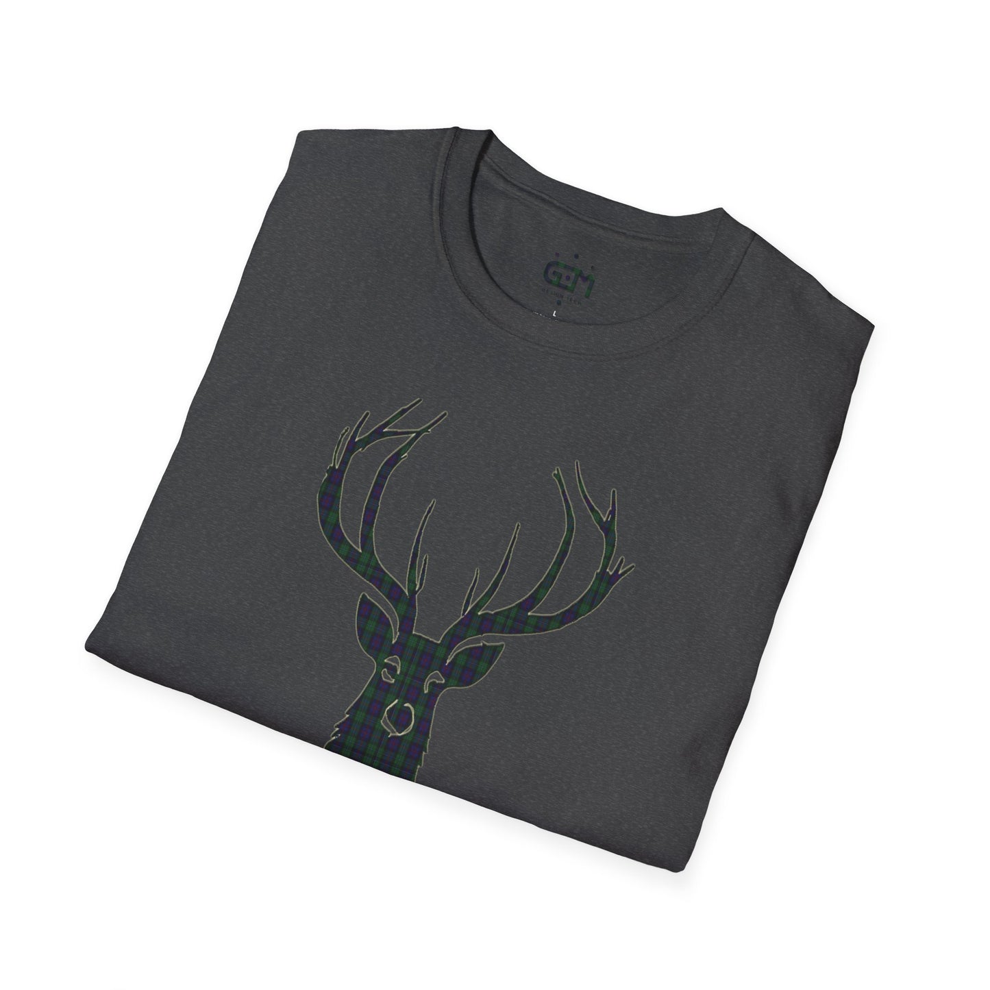 Tartan Stag Softstyle T-Shirt - Argyle Tartan, Unisex Tee, Scottish Scenery, Various Colours