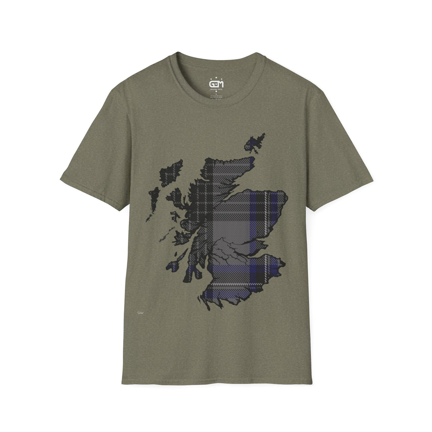 Scotland Tartan Map Softstyle Unisex T-Shirt, Hood Tartan, Various Colours