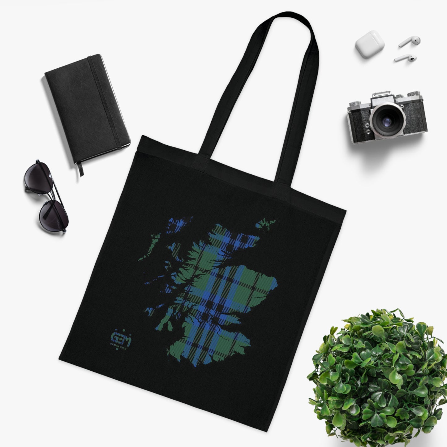 Reversible Scotland Tartan Map Cotton Tote Bag - Keith Tartan