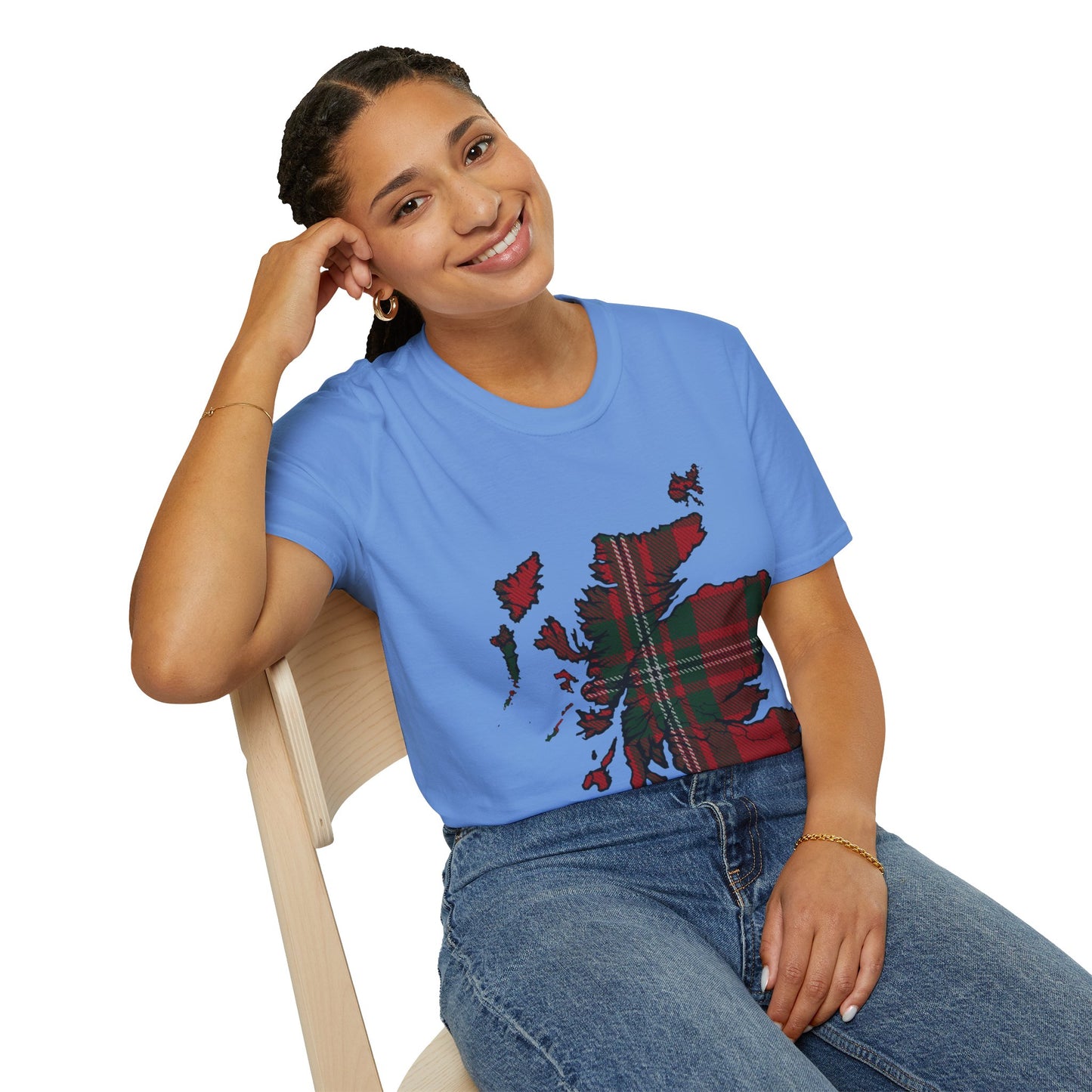 Scotland Tartan Map Softstyle Unisex T-Shirt, MacGregor Tartan, Various Colours