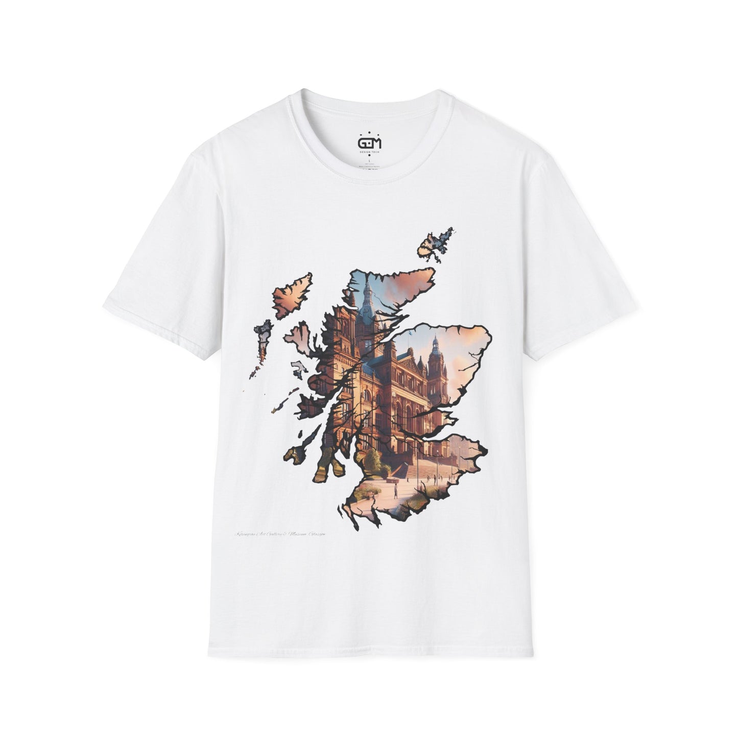 Glasgow Kelvingrove Art Gallery Scotland Map Softstyle T-Shirt, Unisex Tee, Scotland Shirt, Scottish Landmark, Nature, Scenery, Various Colours