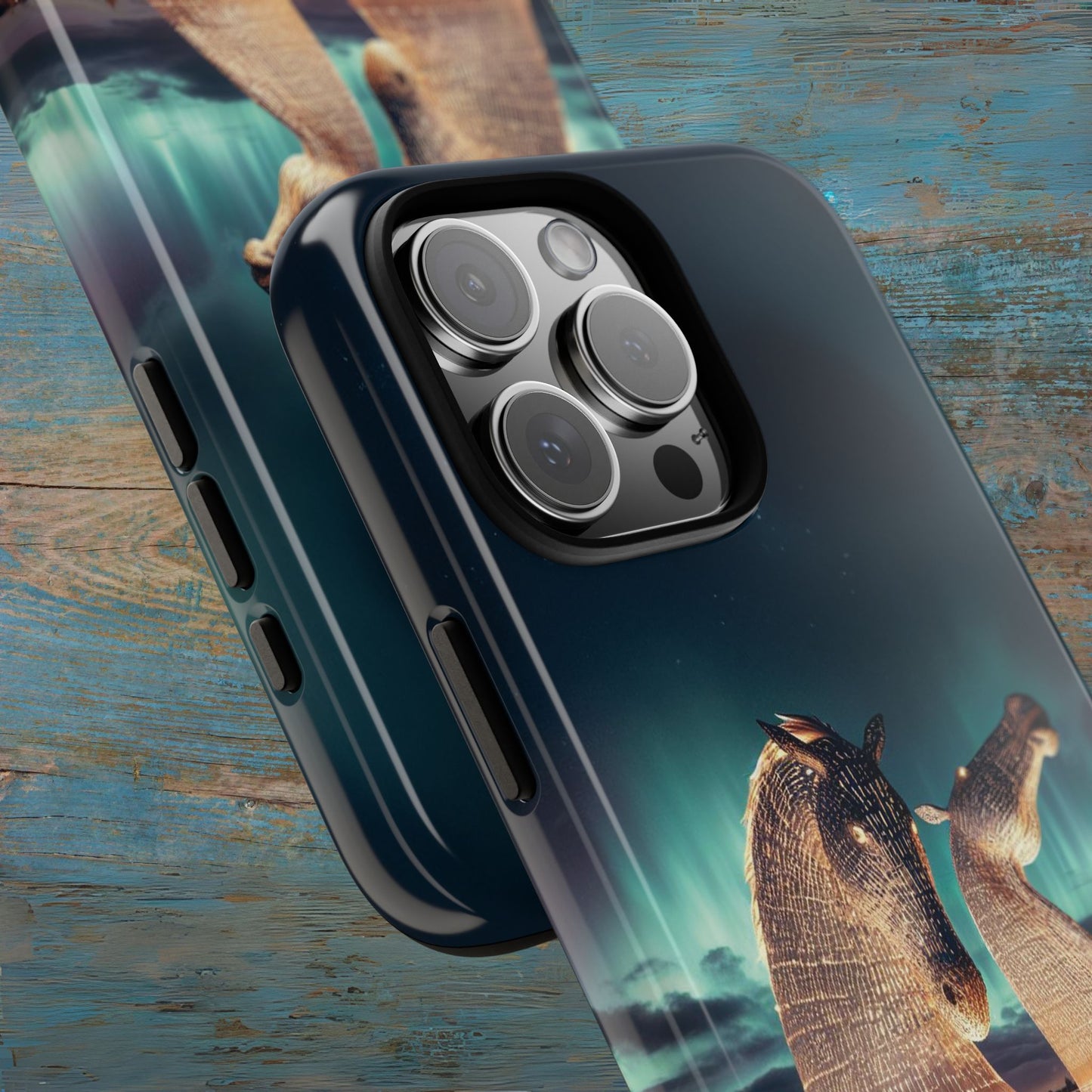 Kelpies Northern Lights Art Variant Phone Case, Scotland, Apple