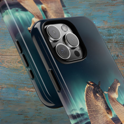 Kelpies Northern Lights Art Variant Phone Case, Scotland, Apple