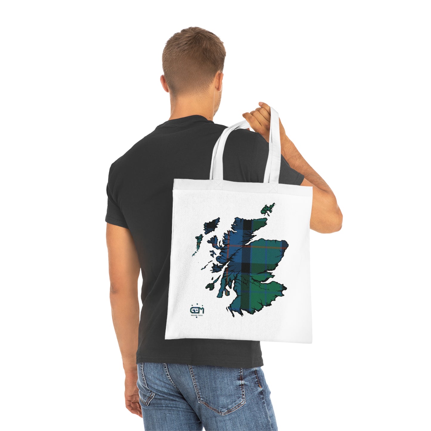 Reversible Scotland Tartan Map Cotton Tote Bag - Flower of Scotland Tartan