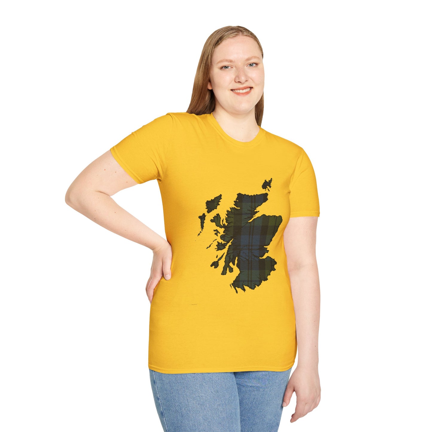 Scotland Tartan Map Softstyle Unisex T-Shirt - Campbell Tartan Tee