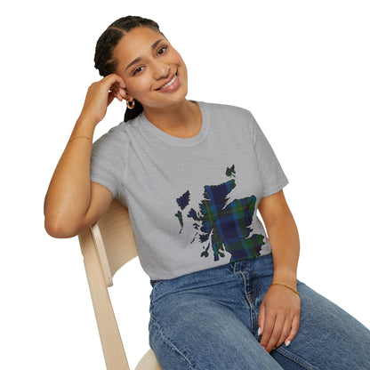 Scotland Tartan Map Softstyle Unisex T-Shirt - Miller Tartan Tee