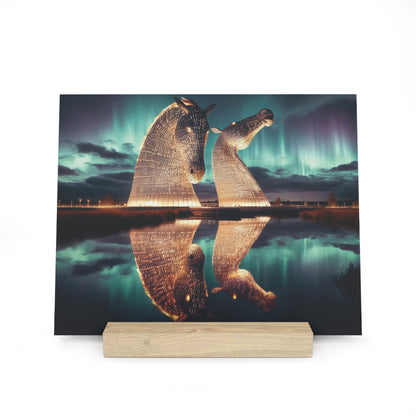 Kelpies Northern Lights Gallery Stand, Oak Picture Stand, Scotland Art, Scenery, Landmarks, Various Sizes