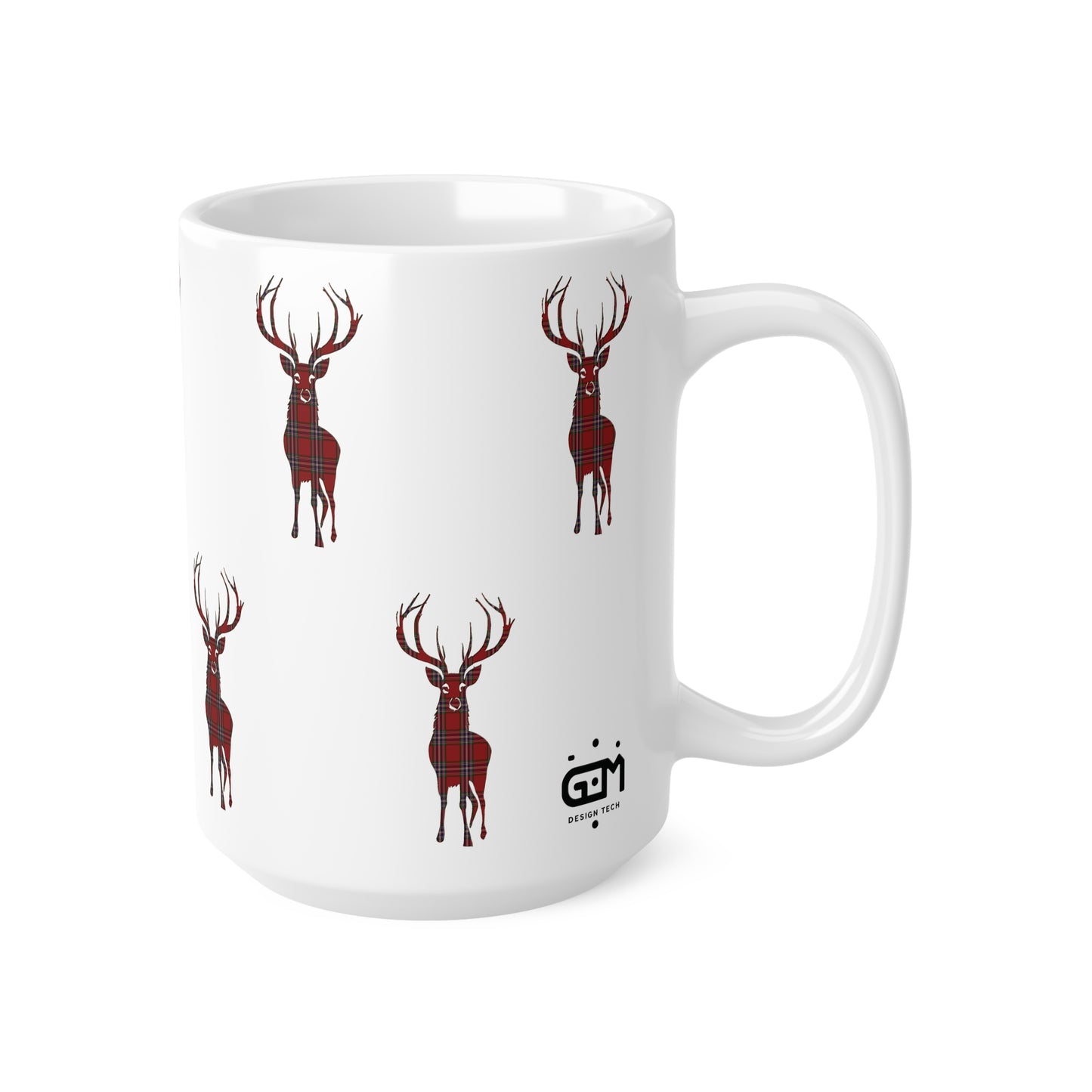 Tartan Stag Mug - MacFarlane Tartan, Coffee Cup, Tea Cup, Scotland, White