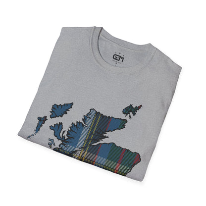 Scotland Tartan Map Softstyle Unisex T-Shirt, Anderson Old Tartan, Various Colours