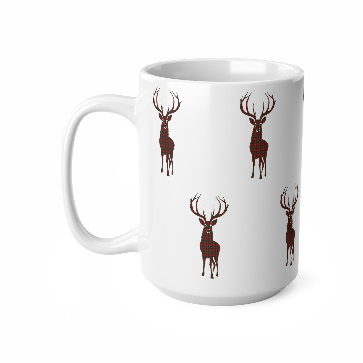 Tartan Stag Mug - MacGregor Tartan, Coffee Cup, Tea Cup, Scotland, White