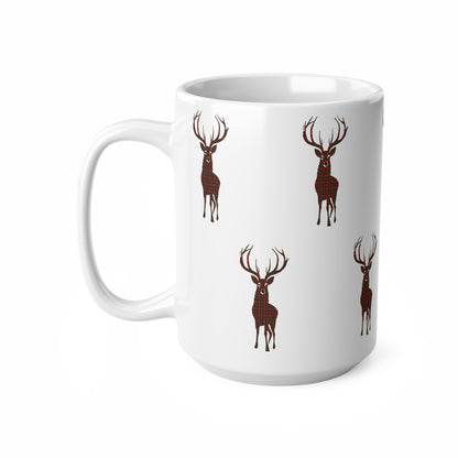 Tartan Stag Mug - MacGregor Tartan, Coffee Cup, Tea Cup, Scotland, White