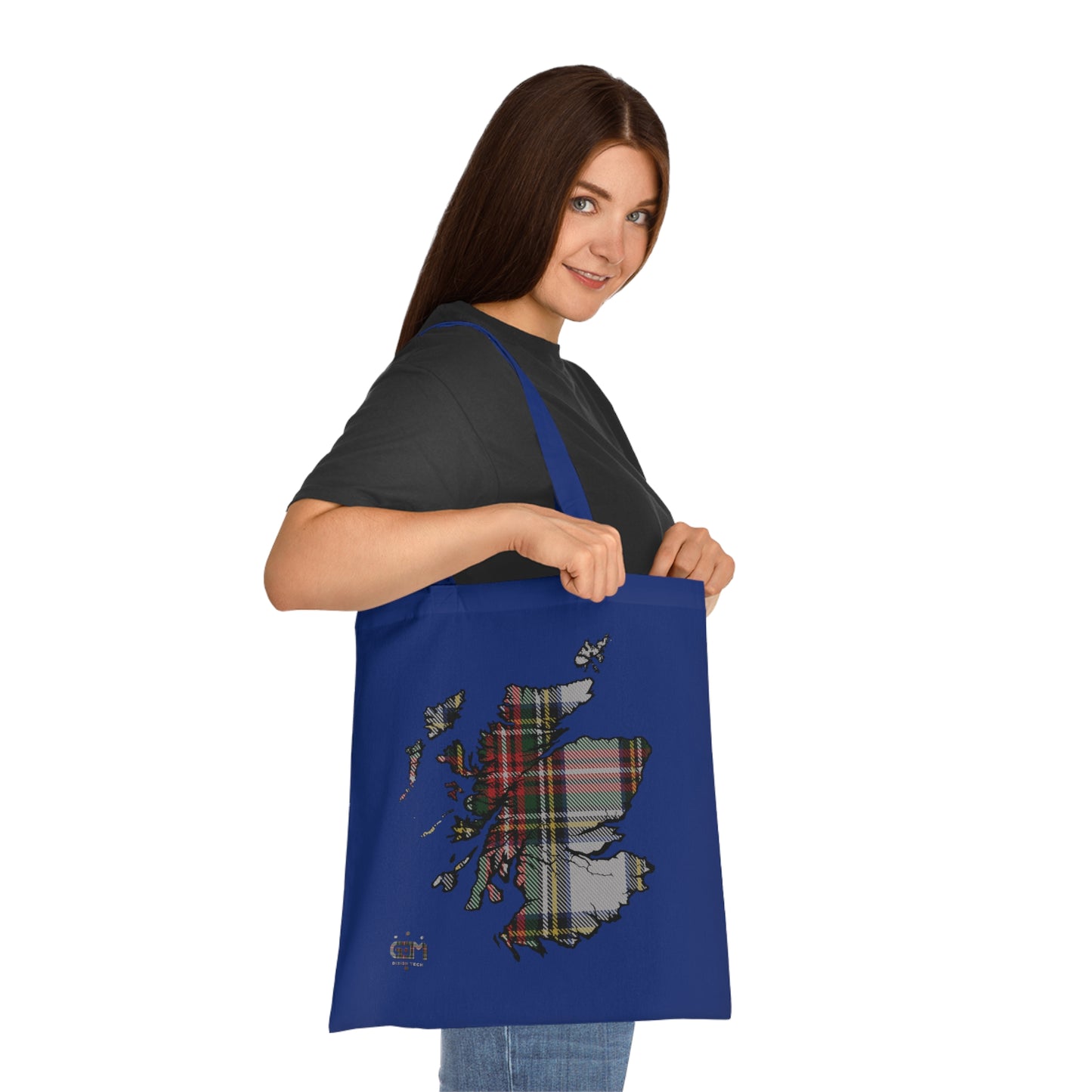 Reversible Scotland Tartan Map Cotton Tote Bag - Stewart Dress Tartan