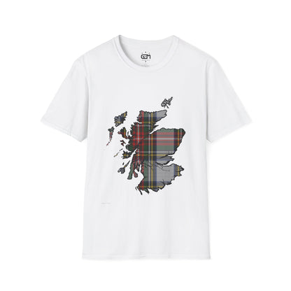 Scotland Tartan Map Softstyle Unisex T-Shirt - Stewart Dress Tartan Tee