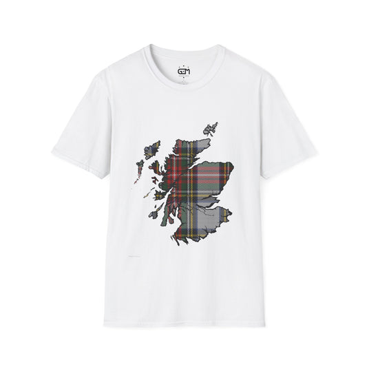 Scotland Tartan Map Softstyle Unisex T-Shirt - Stewart Dress Tartan Tee