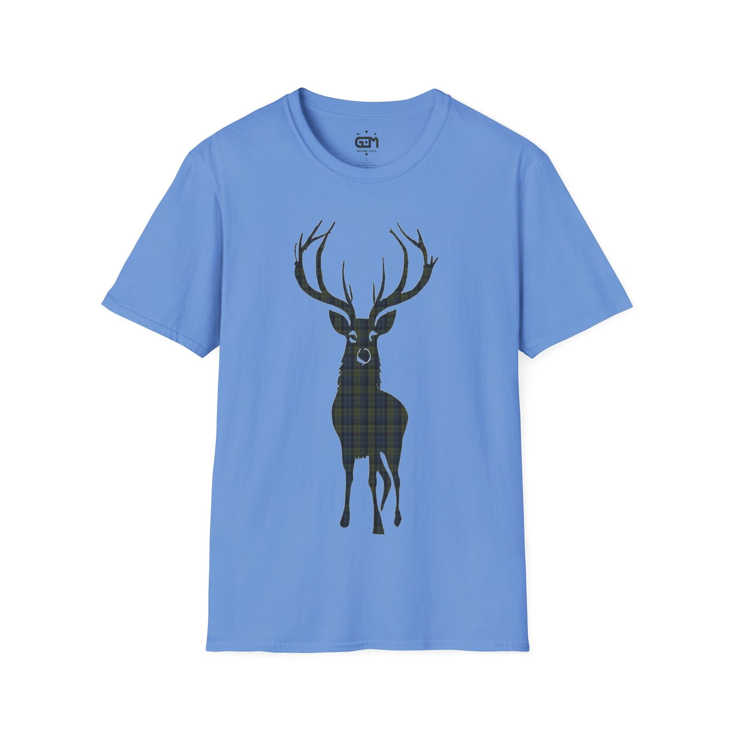 Tartan Stag Softstyle T-Shirt - Campbell Tartan, Unisex Tee, Scottish Scenery, Various Colours