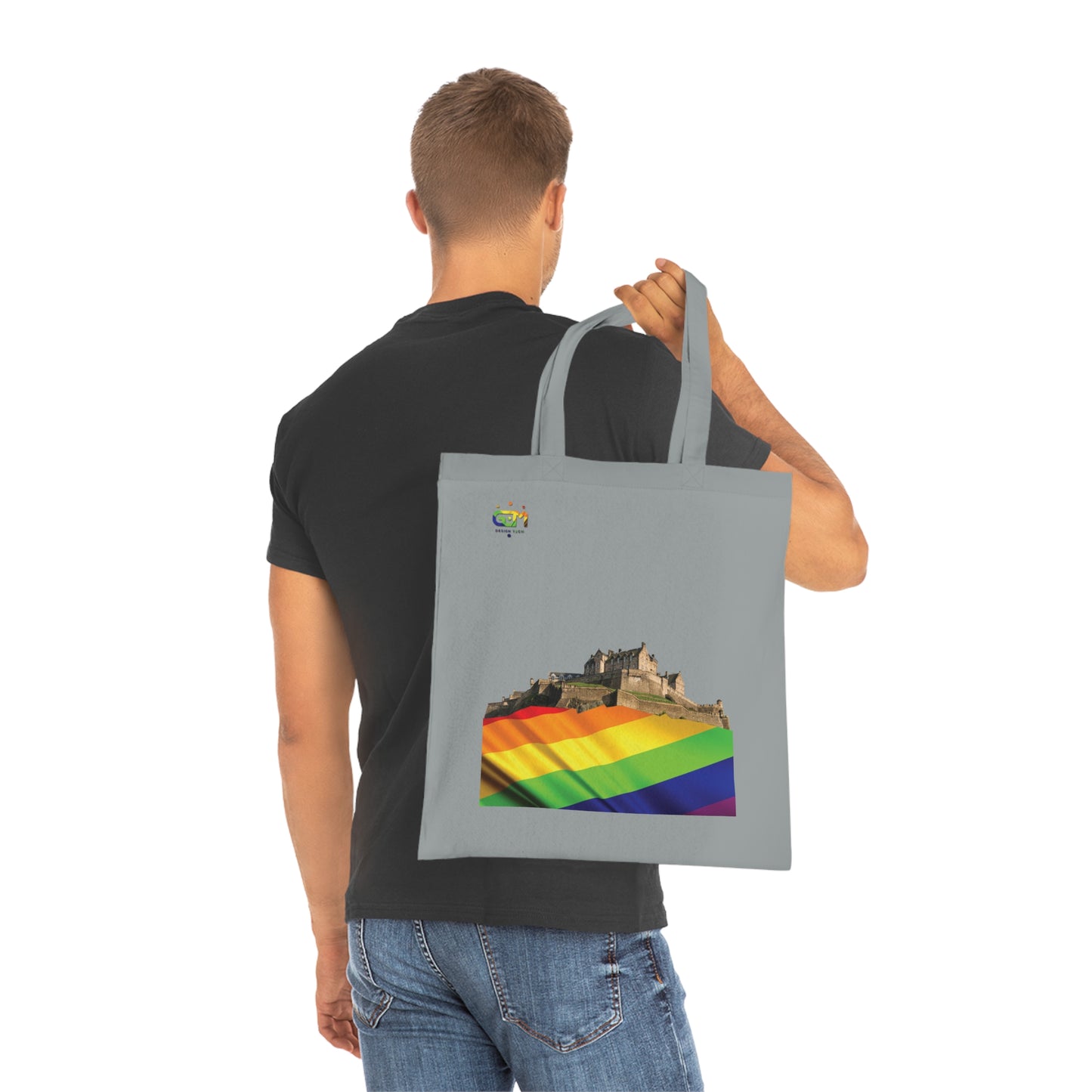 Pride Flag Rock Edinburgh Castle Cotton Tote Bag