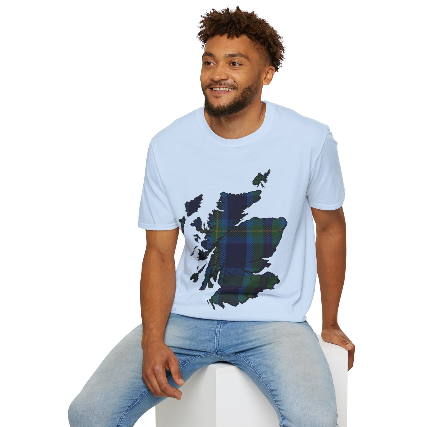 Scotland Tartan Map Softstyle Unisex T-Shirt, Miller Tartan, Various Colours