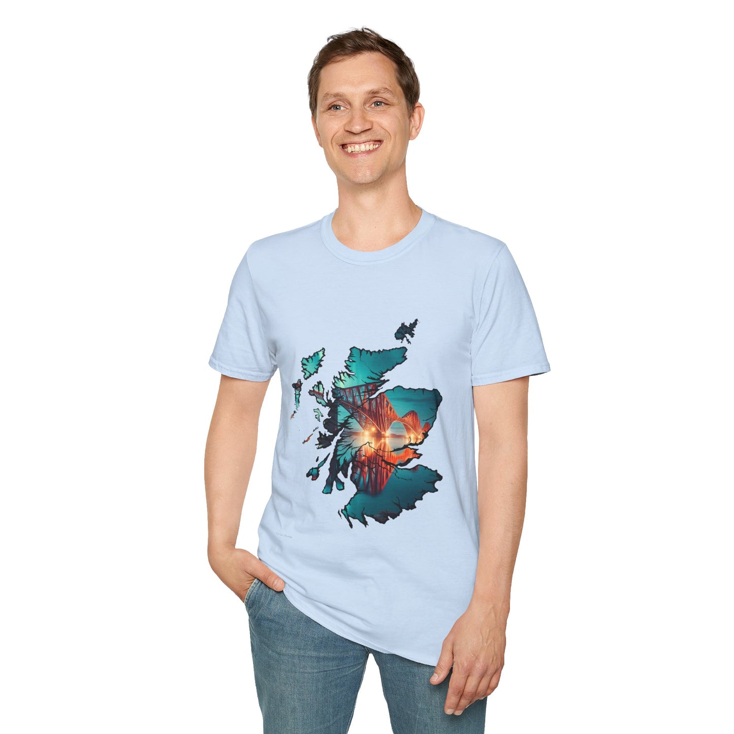 Forth Rail Bridge Scotland Map Softstyle Unisex T-Shirt, Scotland Shirt, Scottish Landmark Tee